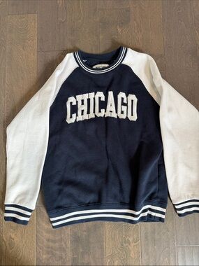 Chicago Navy and White Raglan Sweatshirt - Unbranded
